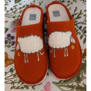 Tofee Women's Orange Wool Felt Slippers Sheep Design Made In Poland Size 9
